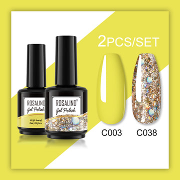 ROSALIND Gel Nail Polish 2Pcs/Set For Manicure Nails Art UV Gel Need Base Top Coat Vernis Semi permanent Nail Polish 15ML
